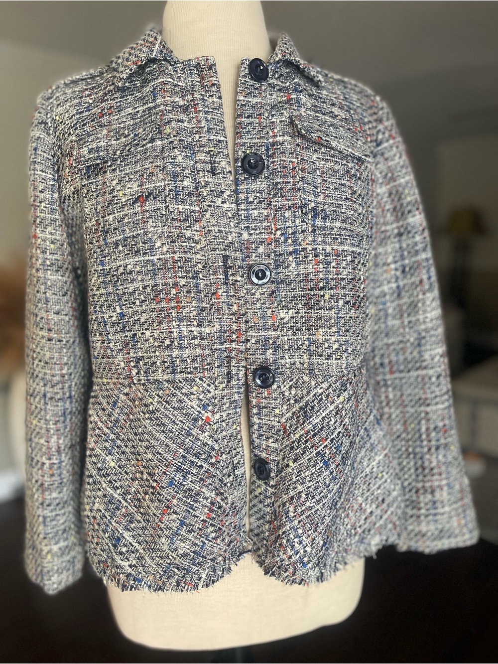 Chico's Multicolor Tweed Button-Front Jacket